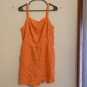 Orange/White flower romper, Size:M